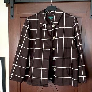 Ralph Lauren Windowpane Cotton Swing Coat.  Plus Size 3X